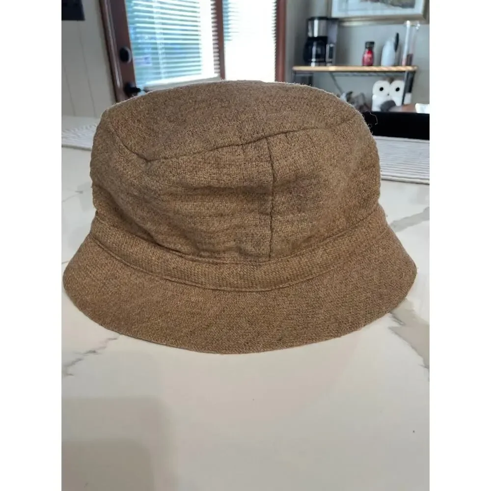 VTG Millars Clifden Connemara Bucket Hat Ireland Made 100% Wool Walking Hat TAN